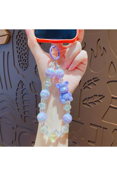 Generic Creative jewelry violent bear beaded mobile phone chain key chain pen...
