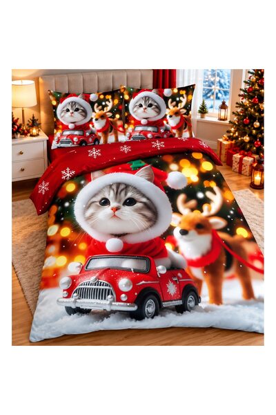 Johny Home Pucioasa Bed linen, with elastic, 1 person, 140x200 cm, Christmas ...