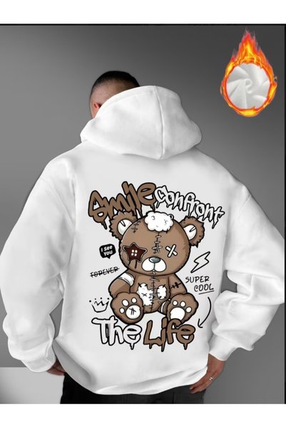 EURO CODE Unisex Oversized Hooded Sweatshirt – With Large Teddy Bear Print, B...