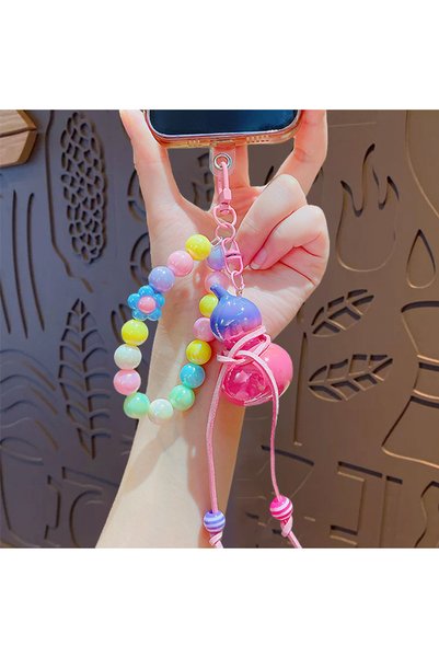 Generic Cartoon color beaded gourd key chain pendant creative mobile phone be...
