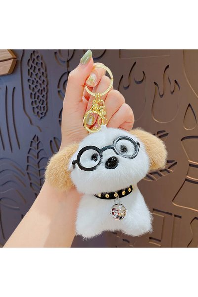 Generic Cartoon West Highland Puppy Plush Bag Keychain Doll Pendant Car Key C...