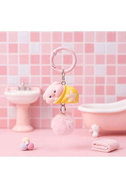 Generic Cute pink pig plush keychain car decoration phone strap bag accessory...