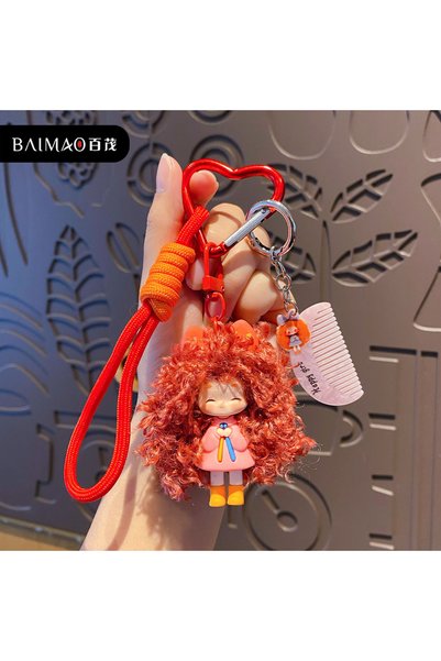 Generic Original cartoon cool frizzy-haired girl keychain pendant, Nai Fu dol...