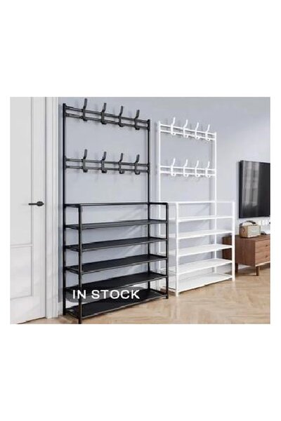 Genos Clothes rack with shoe rack, metal, 5 shelves, 171x80x29.5 cm