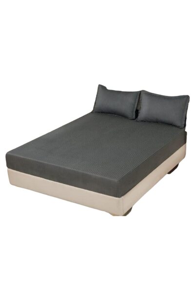 East Comfort Cearșaf de pat și 2 fețe de pernă, cu elastic, damasc, pentru 2 ...