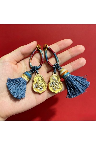 Generic Seven-bead rice bead necklace cotton tassel keychain DIY accessories ...
