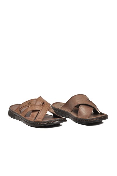 Castle Black Men's Slippers, Genuine Leather, 1514, Brown
