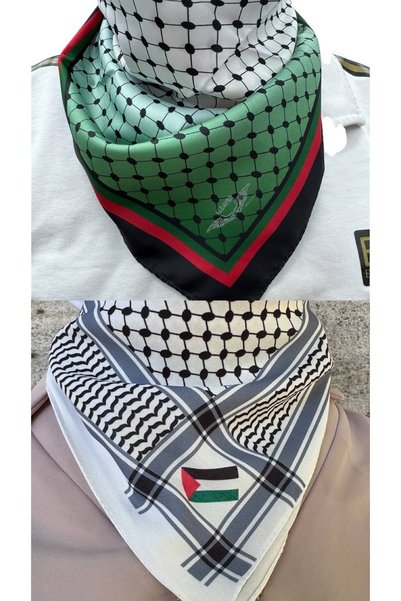 ALDAIYR 2 bucăți eșarfe cu tematică palestiniană 50x50, unisex, potrivite pen...