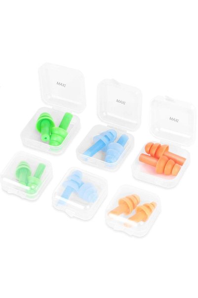 MAXIFFE Maxi 6 Packs Reusable Silicone Ear Plugs, Waterproof Hypoallergenic N...