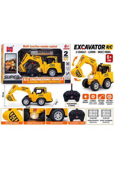 Generic Brand Remote Control Excavator for Kids, R/C Wheeled Excavator, 5 Cha...
