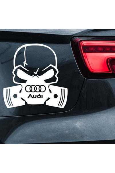 OEM Sticker auto Audi Skull & Pistons – design agresiv motorsport - 15 cm - N...