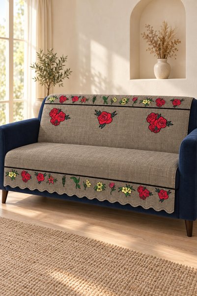 ALANUR Multipurpose Velvet Sofa Cover with Non-Slip Foam Backing, 165x215 cm,...