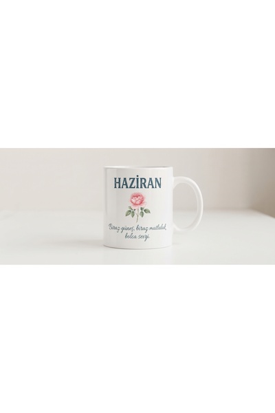 Haziran Ayına Özel Gül Çiçekli Baskılı Kahve Kupası Hediyelik