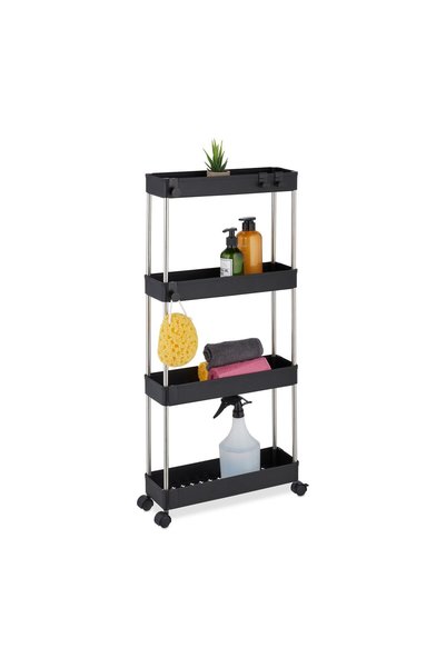 Relaxdays Storage Shelf, 4 Shelves, Plastic/Steel, 88 x 41.5 x 14.5 cm, for B...