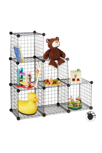 Relaxdays Metal shelf Relaxdays, 6 compartments, 96x32x96 cm, black, plug-in ...