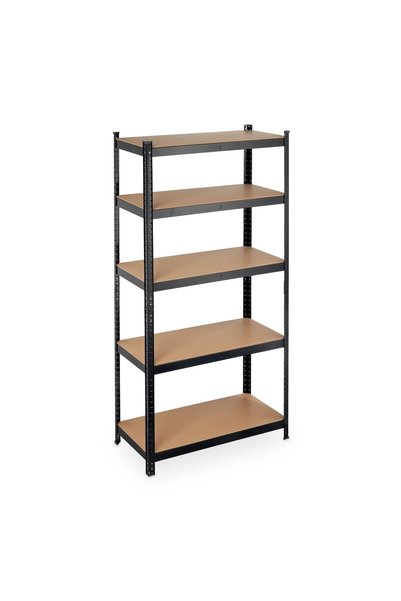Relaxdays metal shelf 180x90x45cm black brown sturdy adjustable