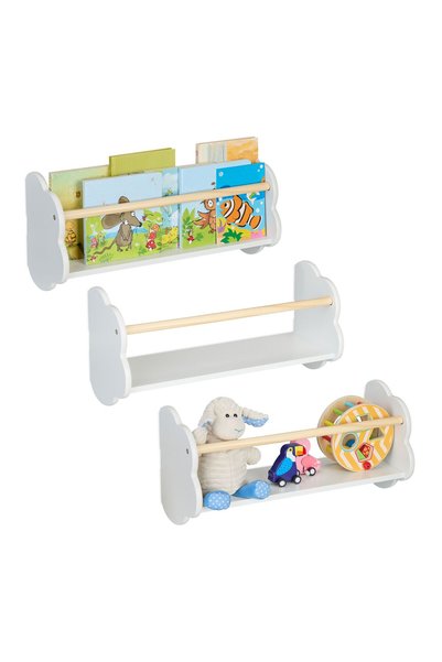 Relaxdays Set of 3 book and toy shelves Relaxdays, 50 x 18 x 24 cm, Cloud des...
