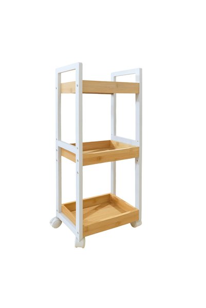Relaxdays Bamboo storage trolley by Relaxdays, 80 x 30 x 20 cm, for bathroom/...
