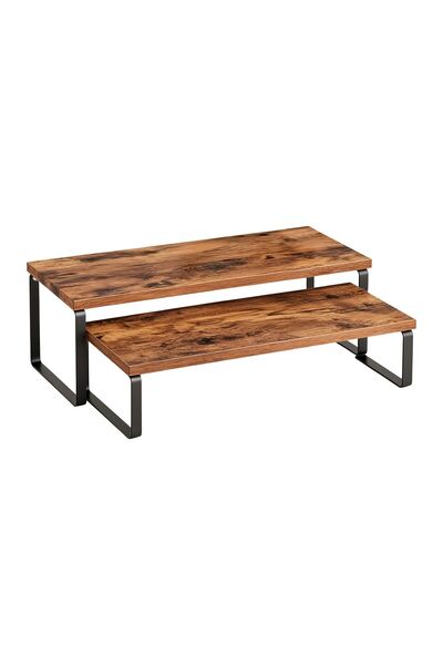 Relaxdays Set of 2 shelves brown black 16x40x20cm 14x40x19cm metal MDF