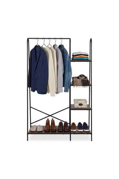 Relaxdays Coat rack with 5 shelves, dark brown/black, 160x40x100 cm