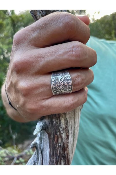 Nur store Çanta Custom-Designed Silver-Colored Ring BEZOSS