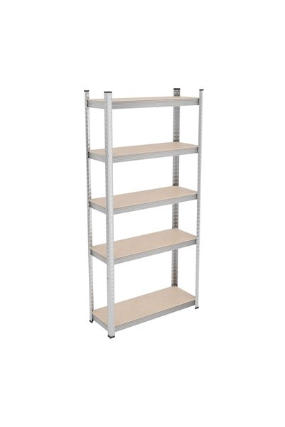 Relaxdays Metal shelf 168x80x30cm 5 levels silver light brown