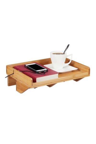 Relaxdays Bamboo Bed Shelf Relaxdays, 9x32.5x27 cm, color, 10 kg capacity