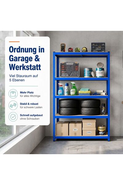Relaxdays Heavy-duty rack 10053996_8339, 5 shelves, capacity ~175 kg/shelf, s...