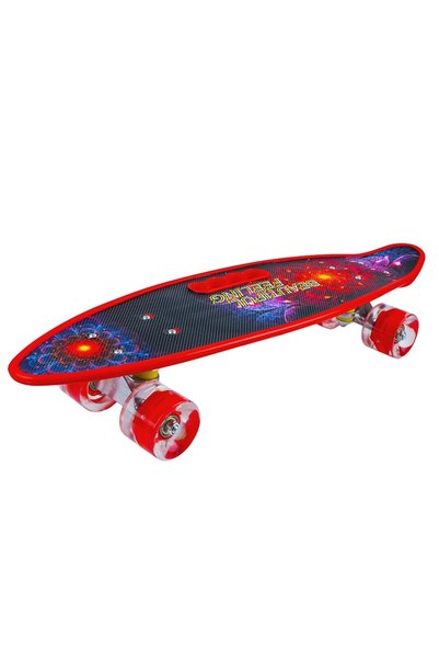 OEM Skateboard with LED Silicone Wheels, 58x16 cm, ABEC-7, Red