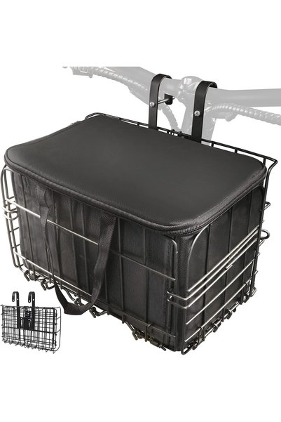 GENERAL Folding Bike Basket, Most Bikes & Electric Bicycle Compatible, Detach...
