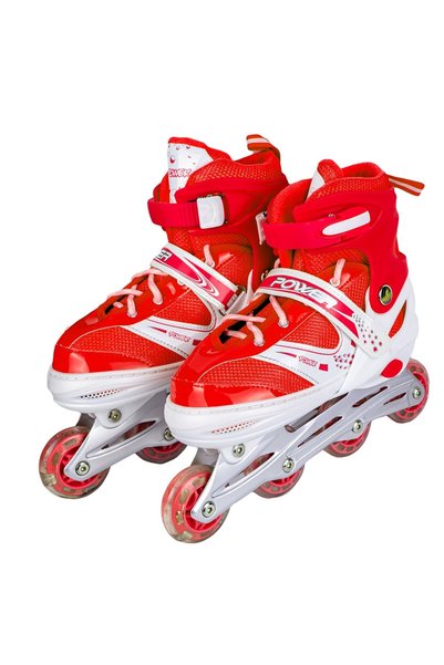 OEM Kids Inline Skates with LED Wheels, Size L (EU 38-41), Red