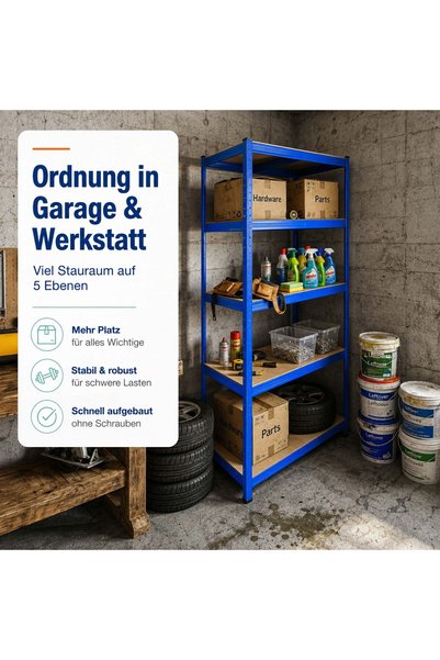 Relaxdays Heavy-duty storage shelf 5 shelves, 175 kg capacity per shelf, stee...