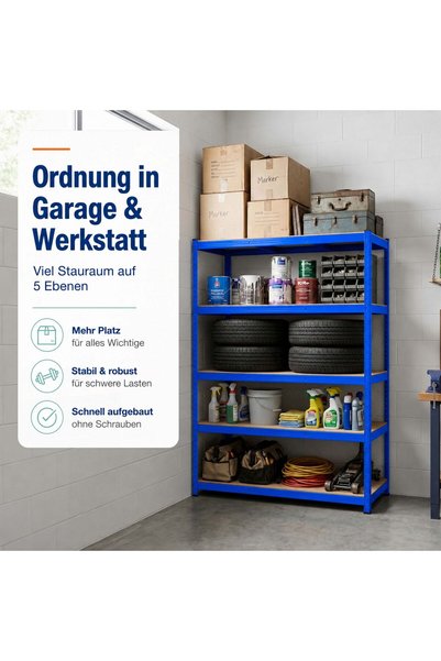 Relaxdays High-strength metal shelving unit 10053996_8340, 5 shelves, 175 kg ...