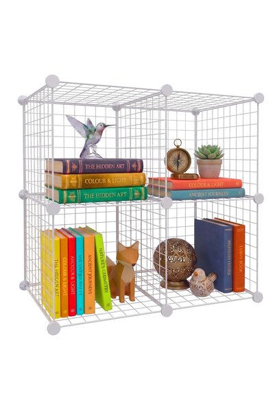 Relaxdays Modular Shelf Set, White, 75x37x75 cm, 4 Cubes