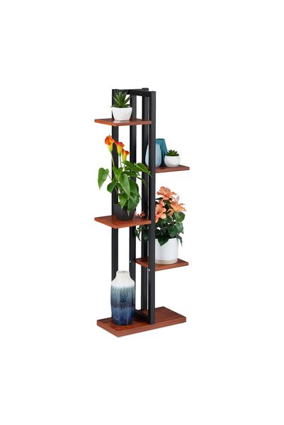 Relaxdays Universal shelf, 5 tiers, 117 x 43 x 22 cm, black/brown