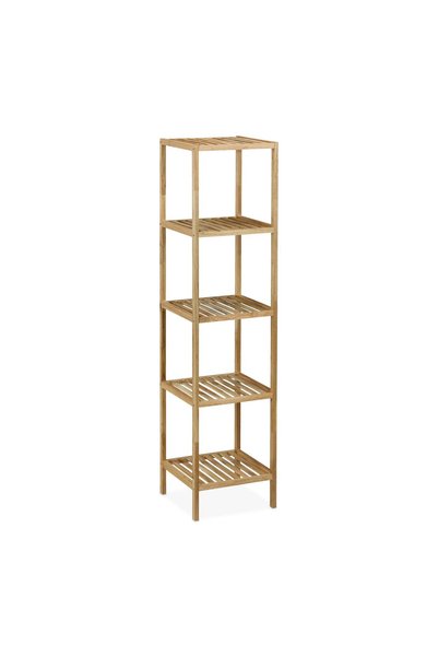 Relaxdays Walnut Bathroom Shelf with Open Shelves, Light Brown, 146x35.5x35.5 cm