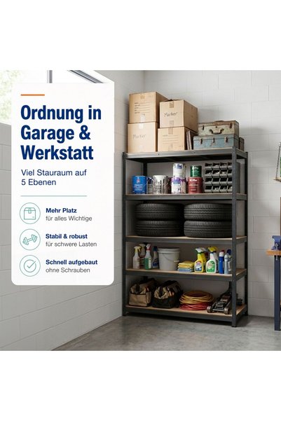Relaxdays 10053998_8340 Storage Rack, 5 shelves made of MDF and steel, total ...