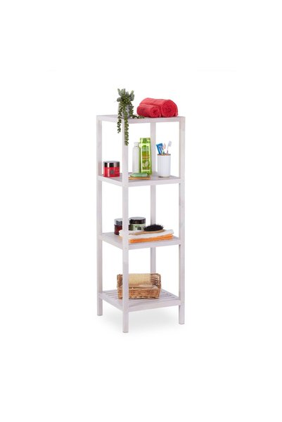 Relaxdays Raft de baie din nuc alb, alb, 112x36x36 cm