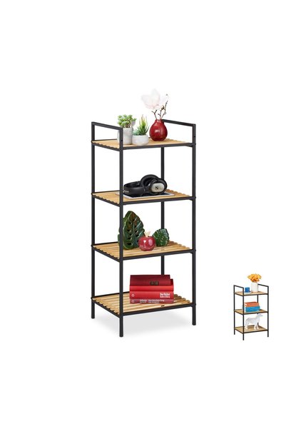 Relaxdays Open shelf Relaxdays, bamboo and metal, 3+4 shelves, 95x32.5x39cm, ...