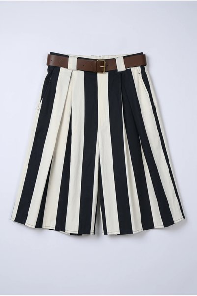Marilyn Boutique Βερμούδα Ριγέ Βαμβακερή Ζώνη