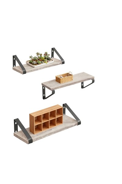 Relaxdays Decorative Shelf Set, 3 Sizes, Beige/Black, 11x30x12cm, 11x35x12cm,...