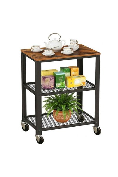 Relaxdays Kitchen Trolley, 3 Tiers, Black, 77.5x40x40 cm