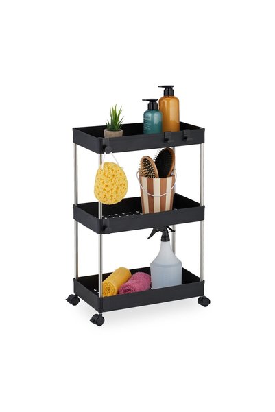 Relaxdays Storage Shelf, 3 Shelves, Plastic/Steel, 62 x 41.5 x 23.5 cm, for B...