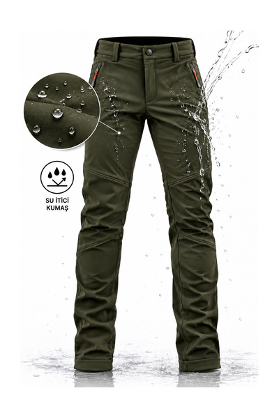Boodie Erkek Kışlık İçi Polarlı Rüzgar Geçirmez Su İtici Likralı Softshell Pa...