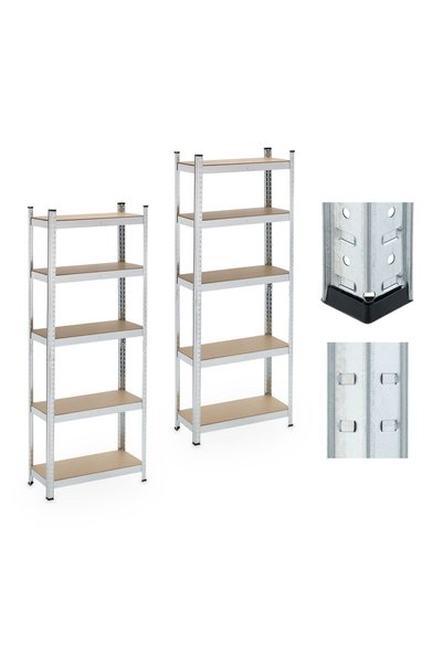 Relaxdays Steel utility shelves, Relaxdays, set of 2, 180x70x30 cm, total cap...