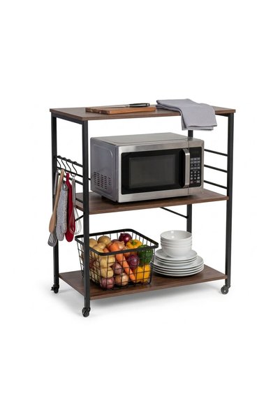 Relaxdays 3-tier kitchen cart, brown/black, 89x40x80 cm