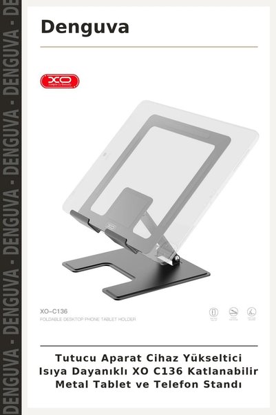 Denguva Tutucu Aparat Cihaz Yükseltici Isıya Dayanıklı XO C136 Katlanabilir Metal Tablet ve Telefon Standı