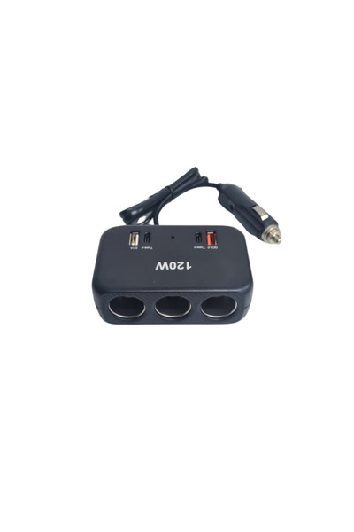 PARADOX SINCE 1992 Adaptor bricheta auto 3 iesiri 120W QC USB 2x PD 12V 24V c...