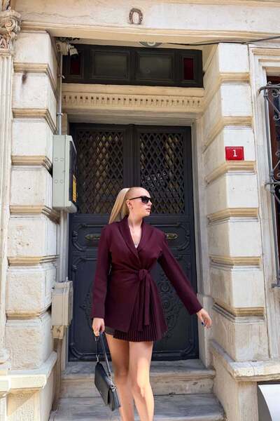 lizge giyim Side-Tieded Jacket with Pleat Detail
