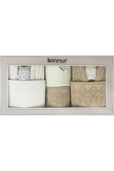 BİNNUR HOME طقم روب حمام مكون من 8 قطع، مزين بحواف من المخمل، مع صندوق مخصص ل...